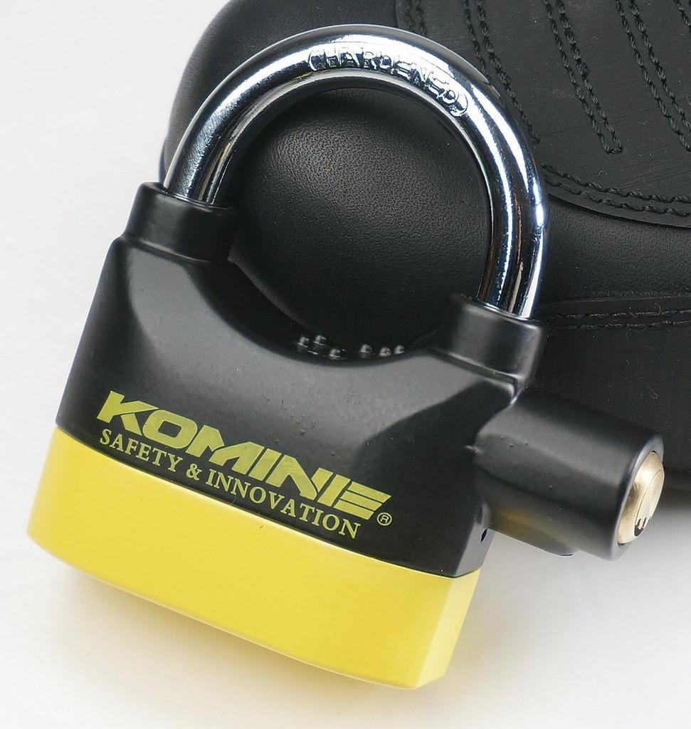 Komine LK-120 Motorcycle Pin Tumbler Alarm Pad Lock Black/Yellow