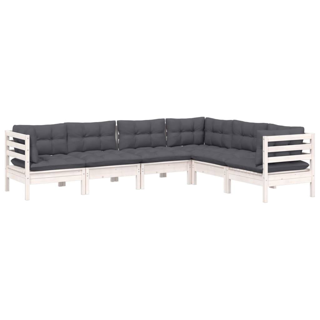 Vidaxl 6-Cz. Garden Lounge Set, With Cushions, White