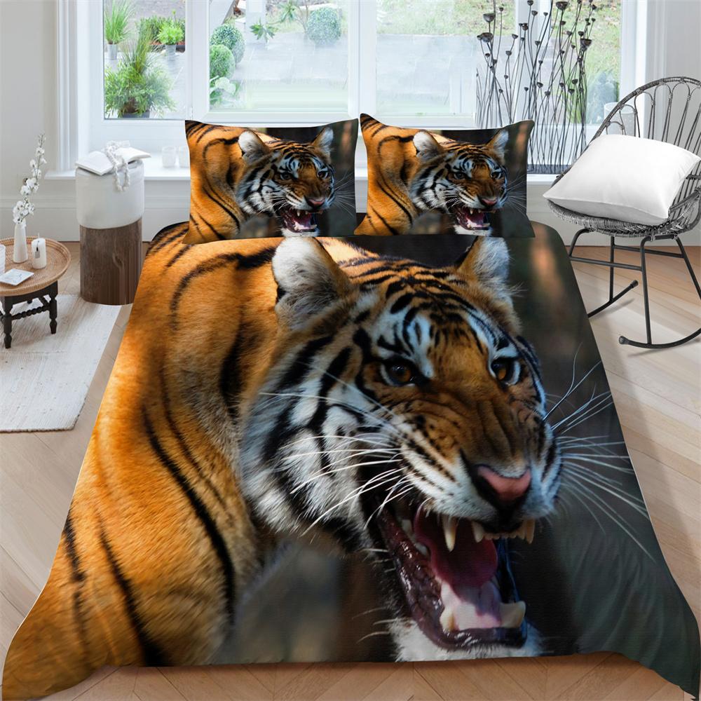 3D Tiger Print Breathable Comfortable Bedding Suit Home Decor Bed Clothes Pillowcase Comforter Duvet Cover