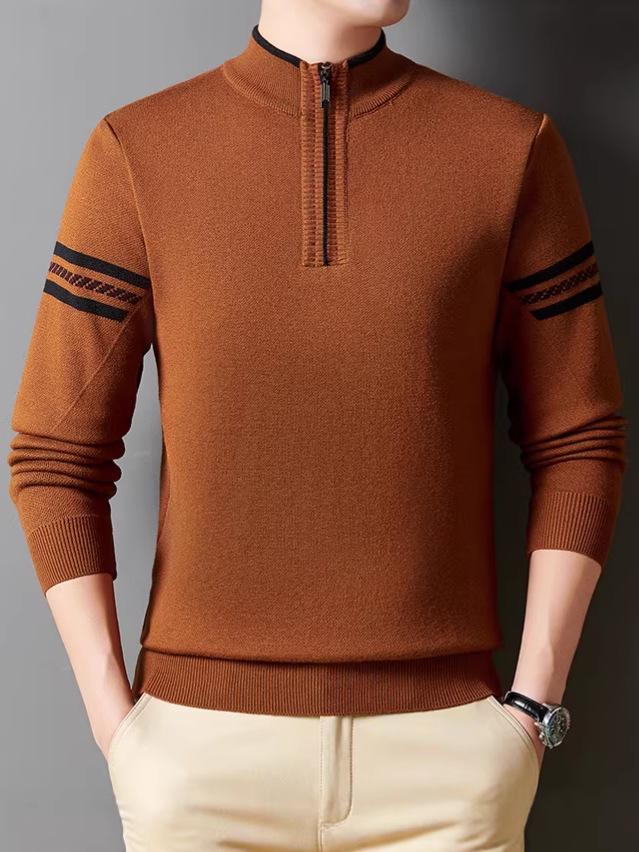 Men's Half-Zip Thick Knit Sweater – Stylish Autumn/Winter Casual Business Base Layer