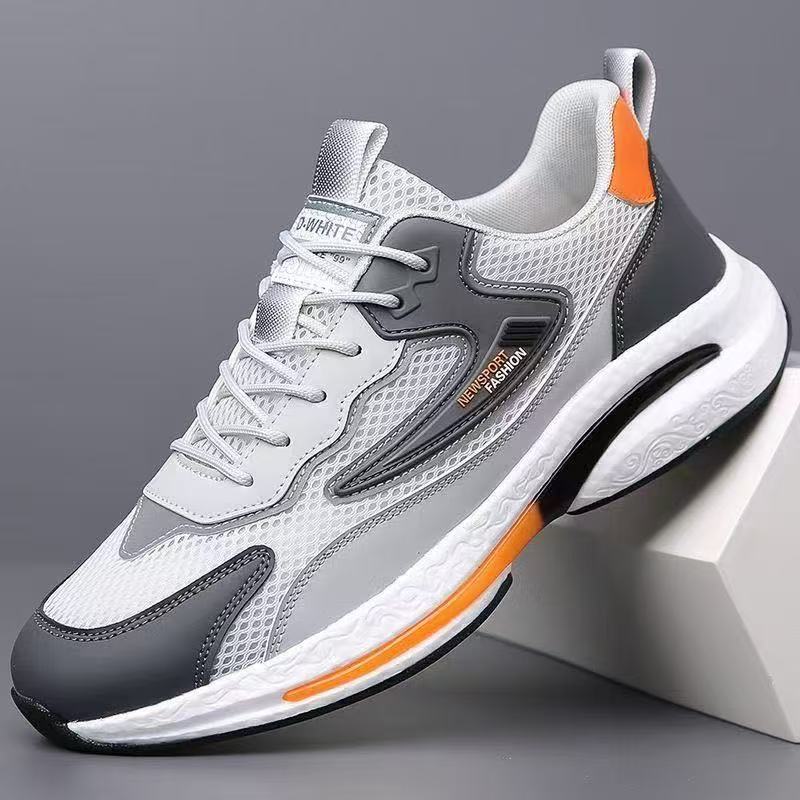 ** shoes men's 2 ** season leather breathable senior casual single shoes lace-up low-top student contrasting running shoes