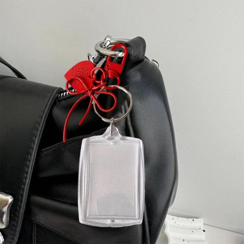 Contemporary Acrylic Photo Display Organizer Compact Keychain Card Sleeve Decorative Desk Accessory For Daily Use