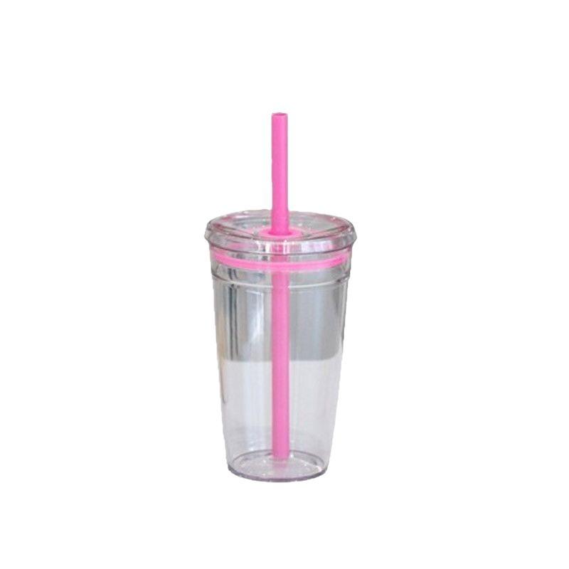 Tazza d'Acqua Trasparente con Tazza a Cannuccia Piatta di Alta Qualità, Tazza d'Acqua in Plastica Multicolore Resistente al Calore, Tazza da Caffè