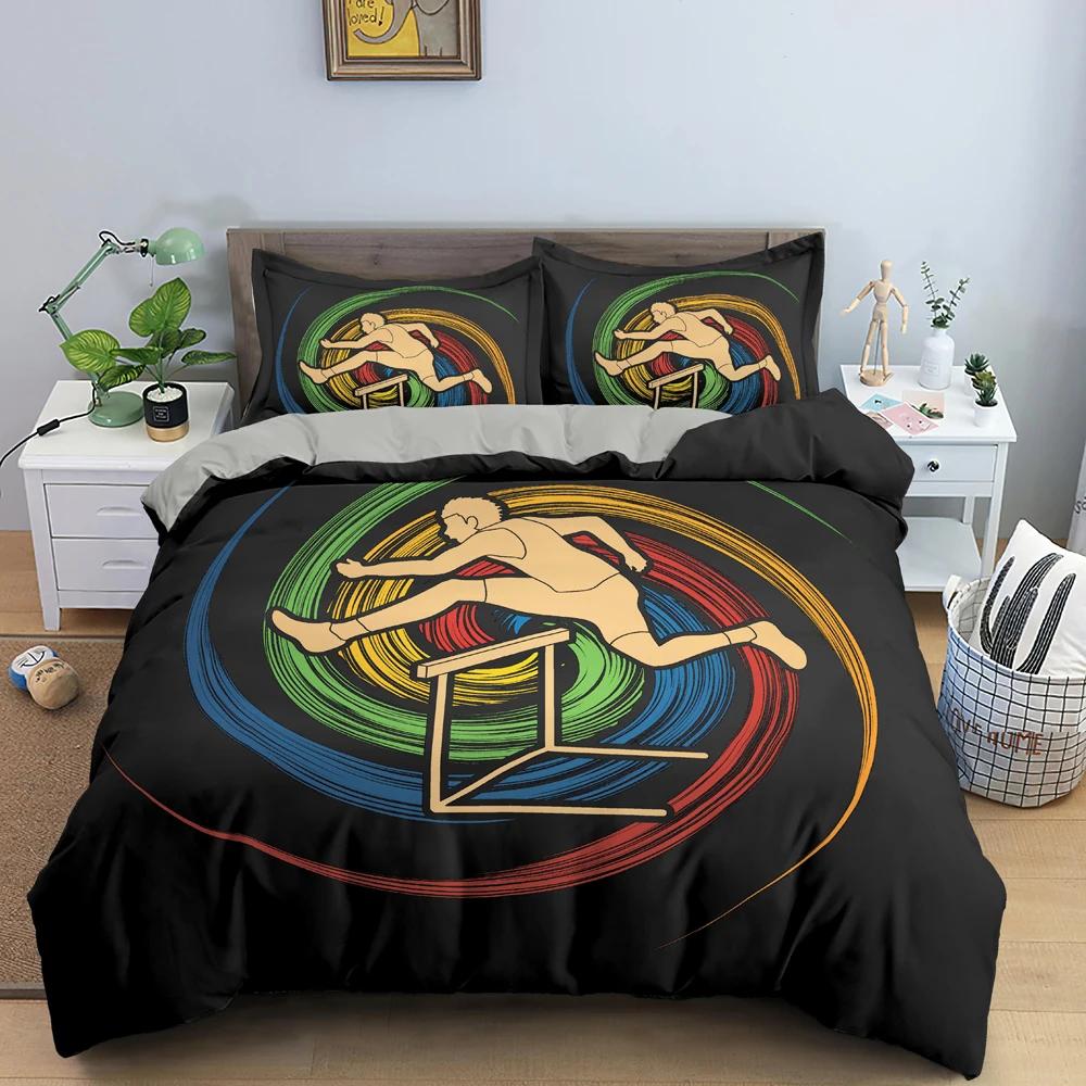 Sport Player King Queen Duvet Cover Skiing Action Bedding Set Teens Adults Extreme Sport Soft Black 2/3pcs Polyester Quilt Cover