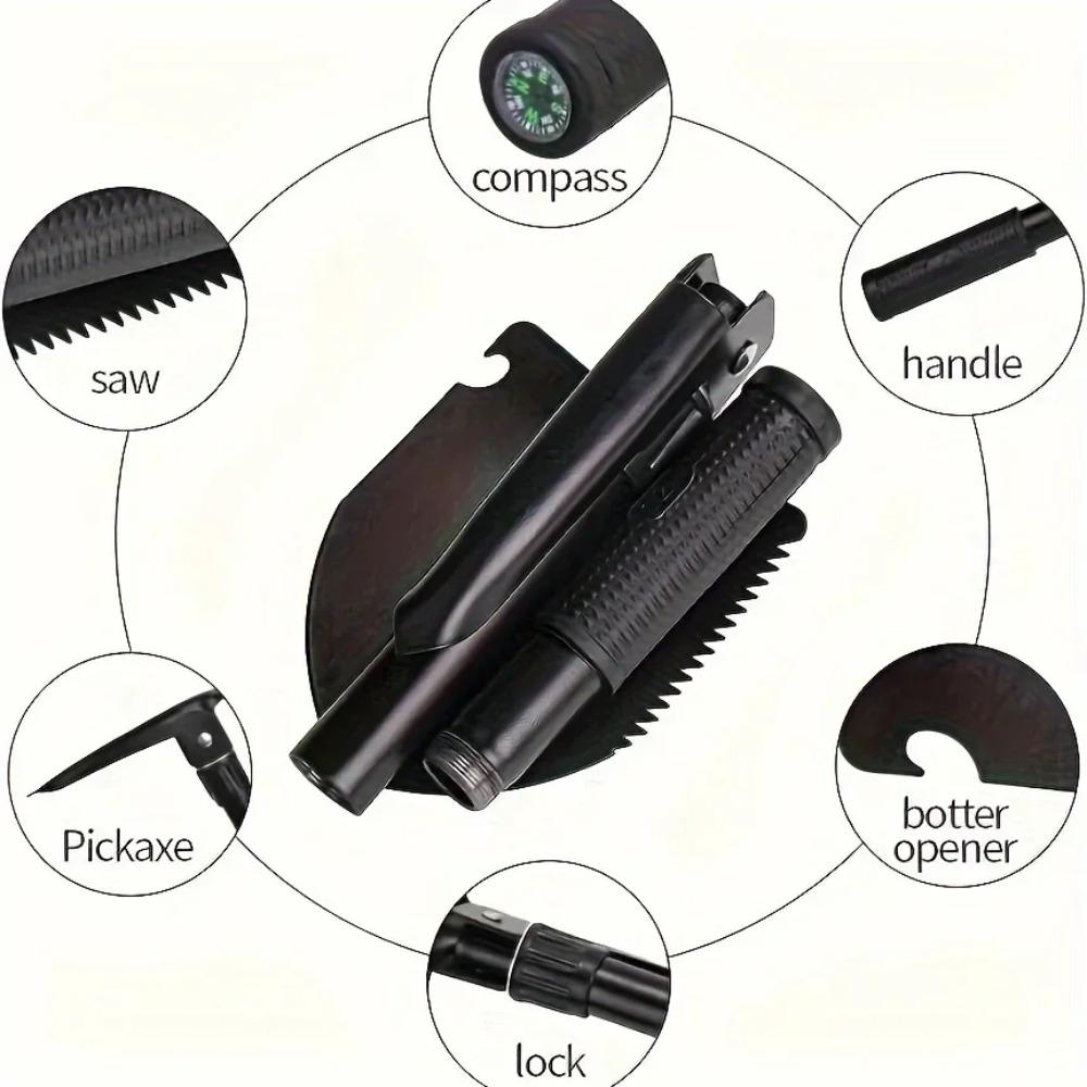 Damaly,4-in-1 Multifunctional Folding Shovel For Outdoor Survival And Camping, Durable Stainless Steel Shovel With Saw