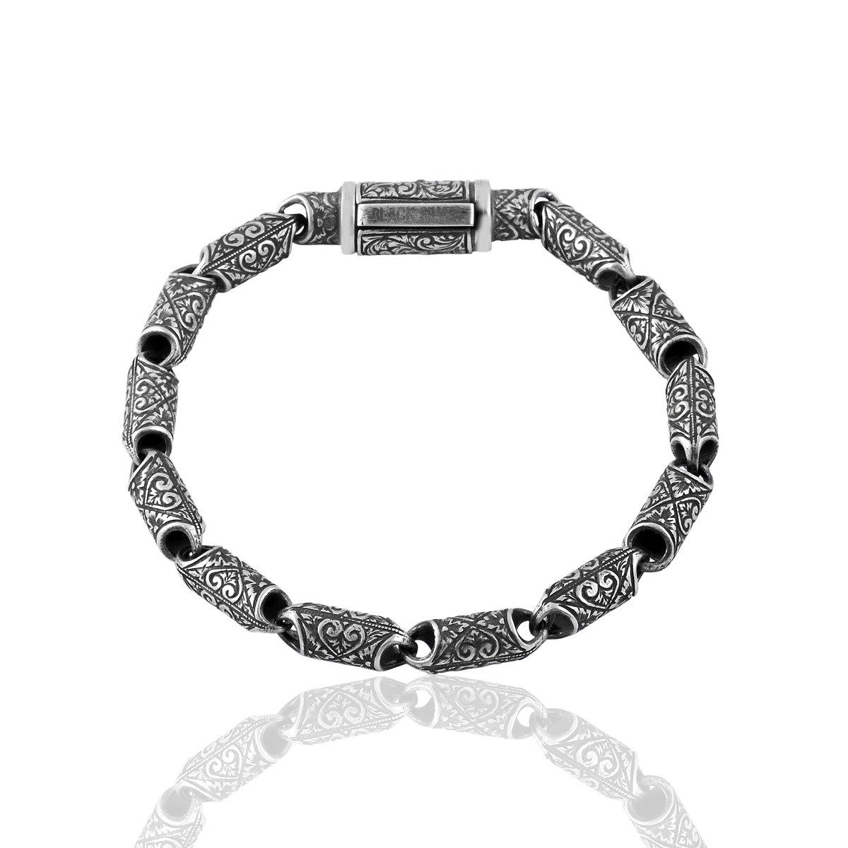 

Серебряный ручная инкрустация Серебряный браслет ручной работы 18cm серебряный