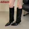 Fashion Fashion Low Heel Women Knee High Modern Boots Female Slip On Shoes Pointed Toe Party Sexy Ladies Long Boots Shoes Pumps