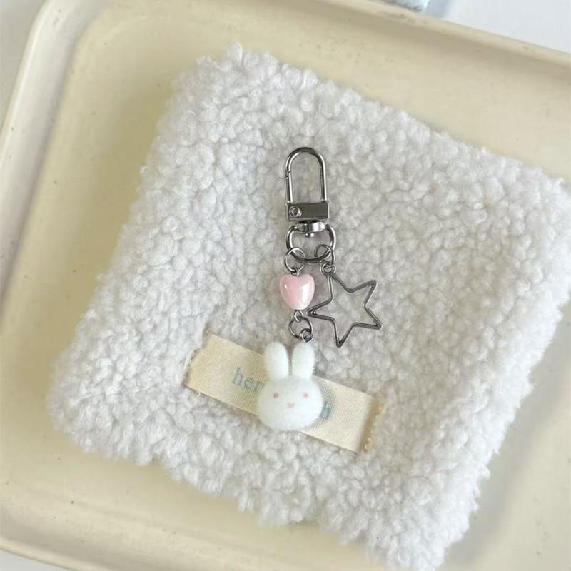 Cute Flocked Miffy Rabbit DIY Bead Phone Strap Keychain Charm Pendant Girlfriend Gift Bags Cards Album Decoration