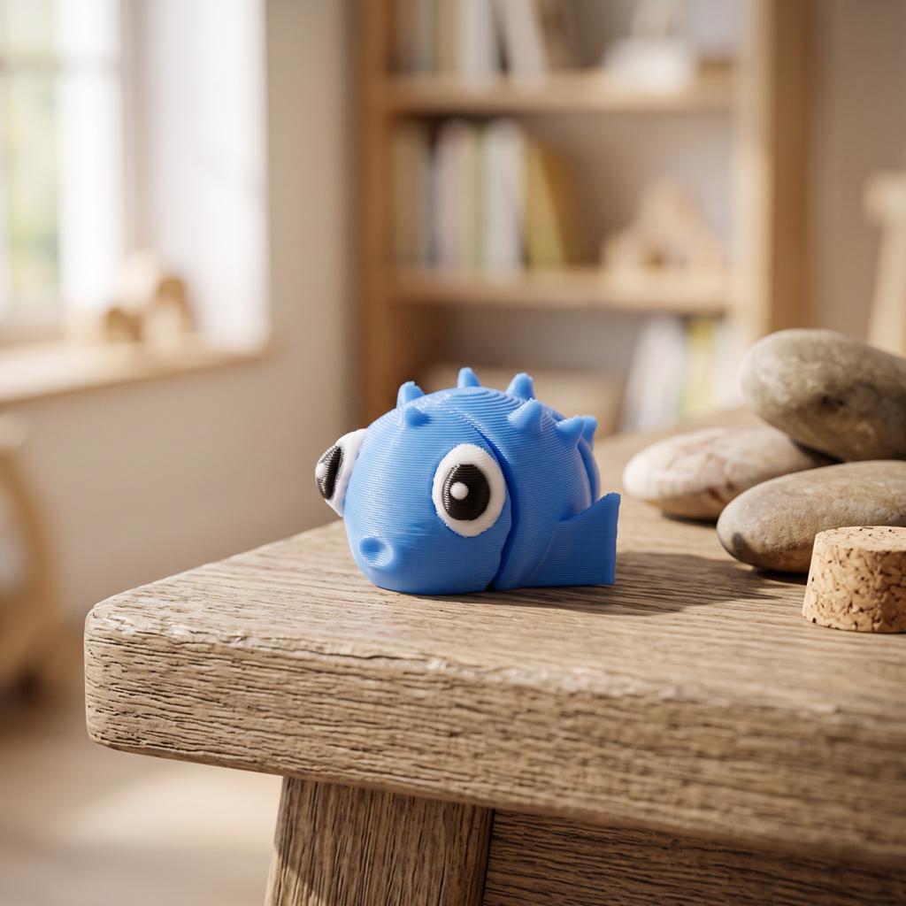 Articulated 3D Printed Animal Toy for Kids - Cute Pufferfish Figure