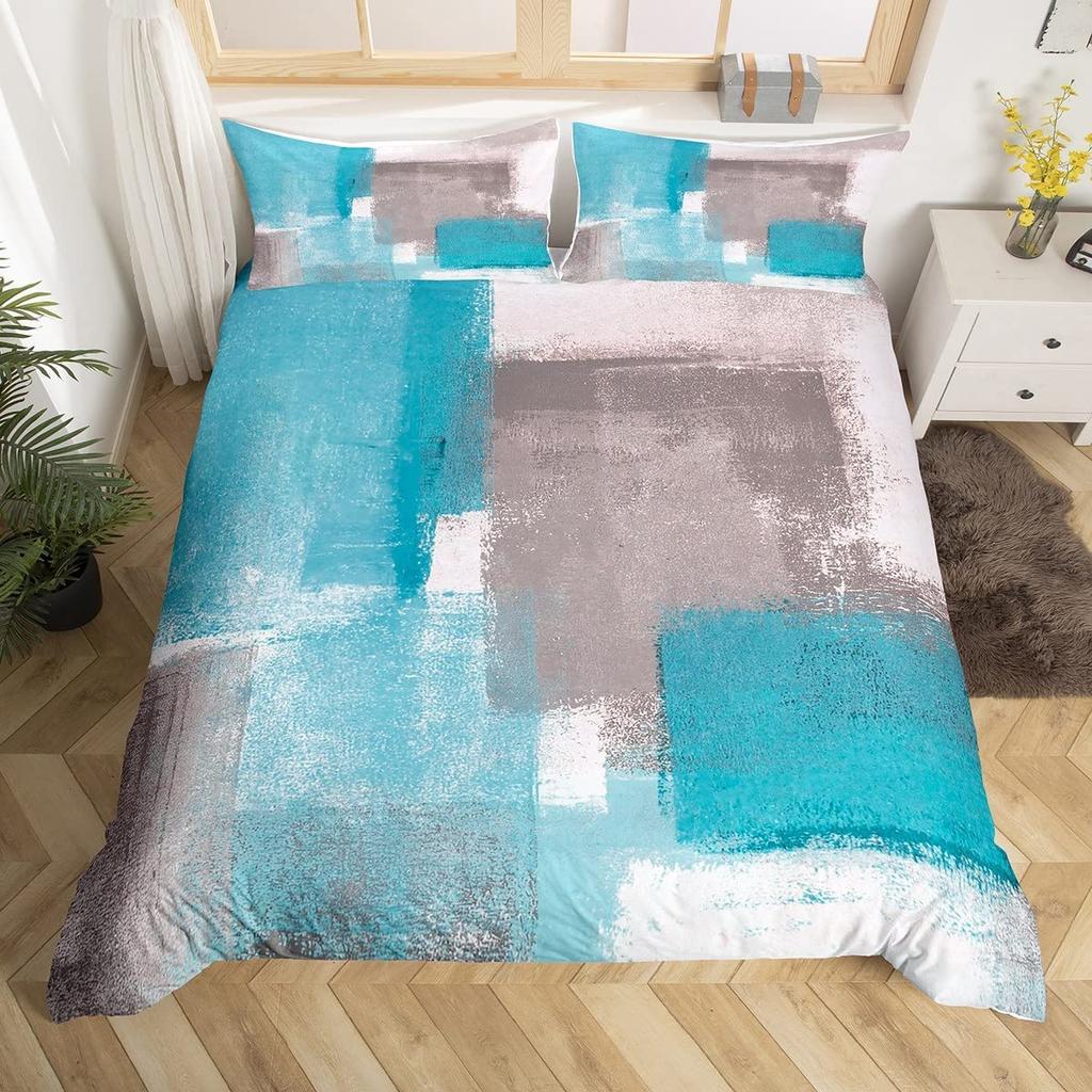 Ombre Duvet Cover for Kids Boy Girl,Colorful Oil Painting Bedding Set King, Abstract Art Artwork Comforter Cover with Pillowcase