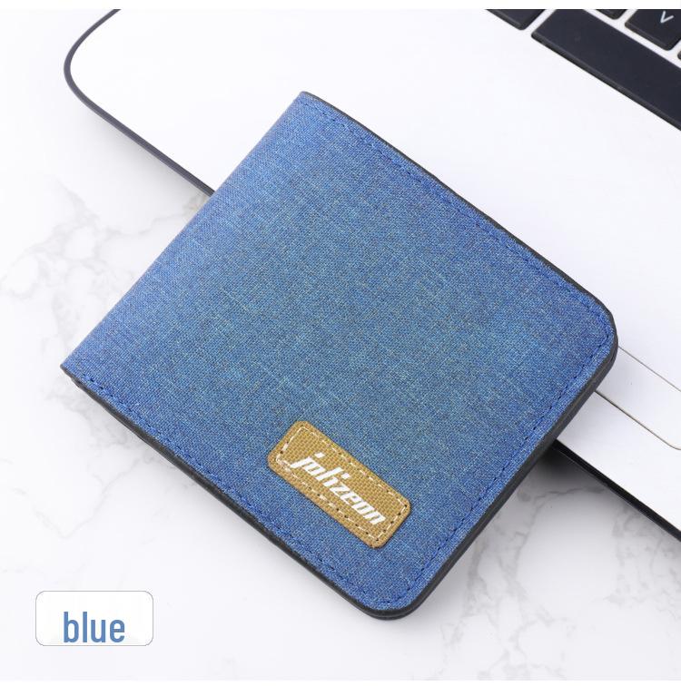 Men's Super Thin Canvas and Leather Zipper Wallet