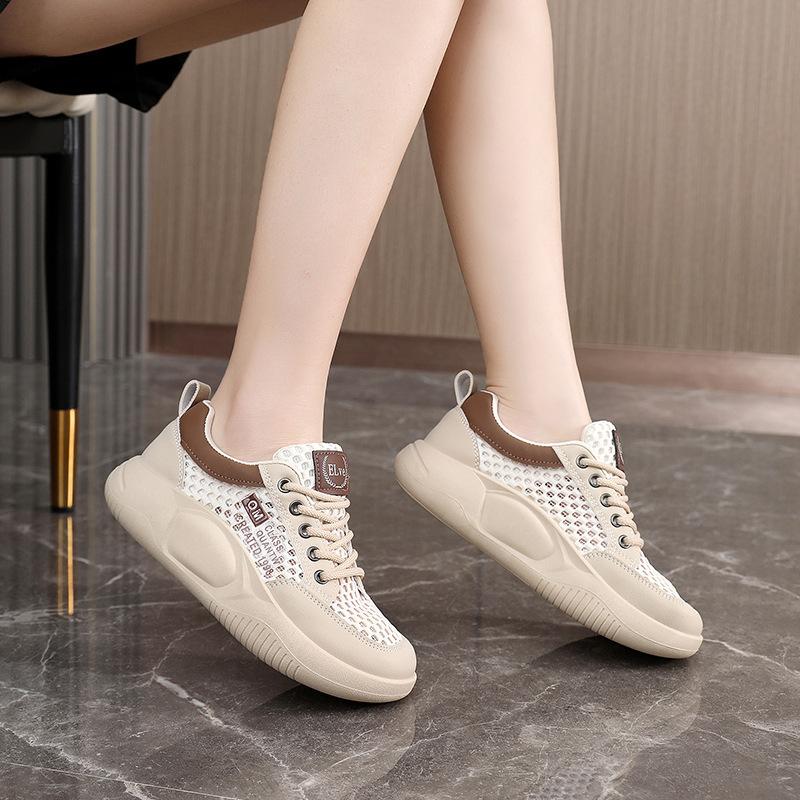 Mesh breathable sports and leisure shoes autumn new thick-soled high-profile board shoes and soft-soled shoes