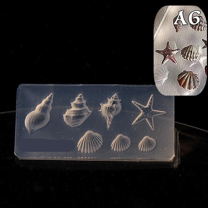 Silikonová forma na modelování nehtů Oceánský styl Mušle Hlemýžď Hvězdice 3D razítkovací destička Šablony na nehty DIY UV gel Manikúrní nástroje Nail Art