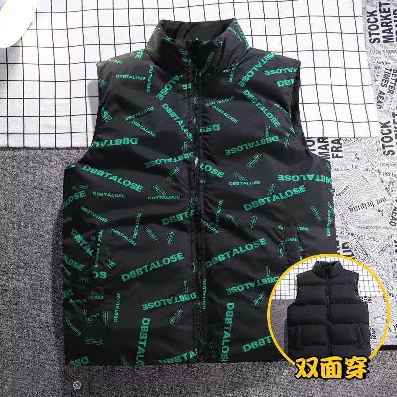 

Double-sided vest, sleeveless, light and warm in autumn and winter, adolescent student vest, shoulder vest jacket M чорний