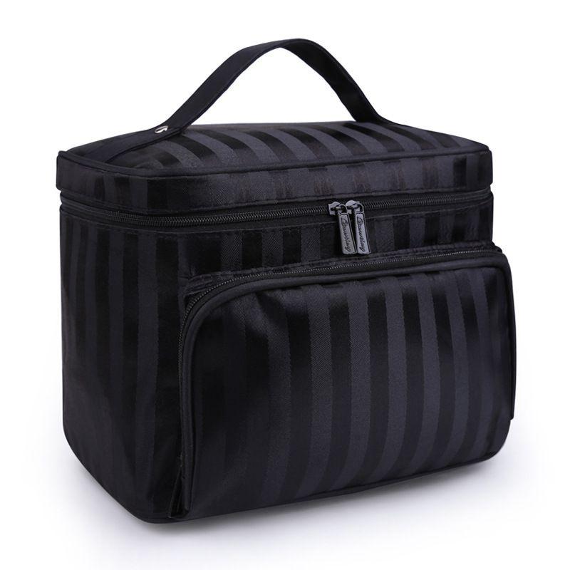 Fashionable Striped Women's Waterproof Cosmetic Bag With High Capacity