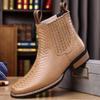New European and American retro men's large-size crocodile pattern Chelsea short boots