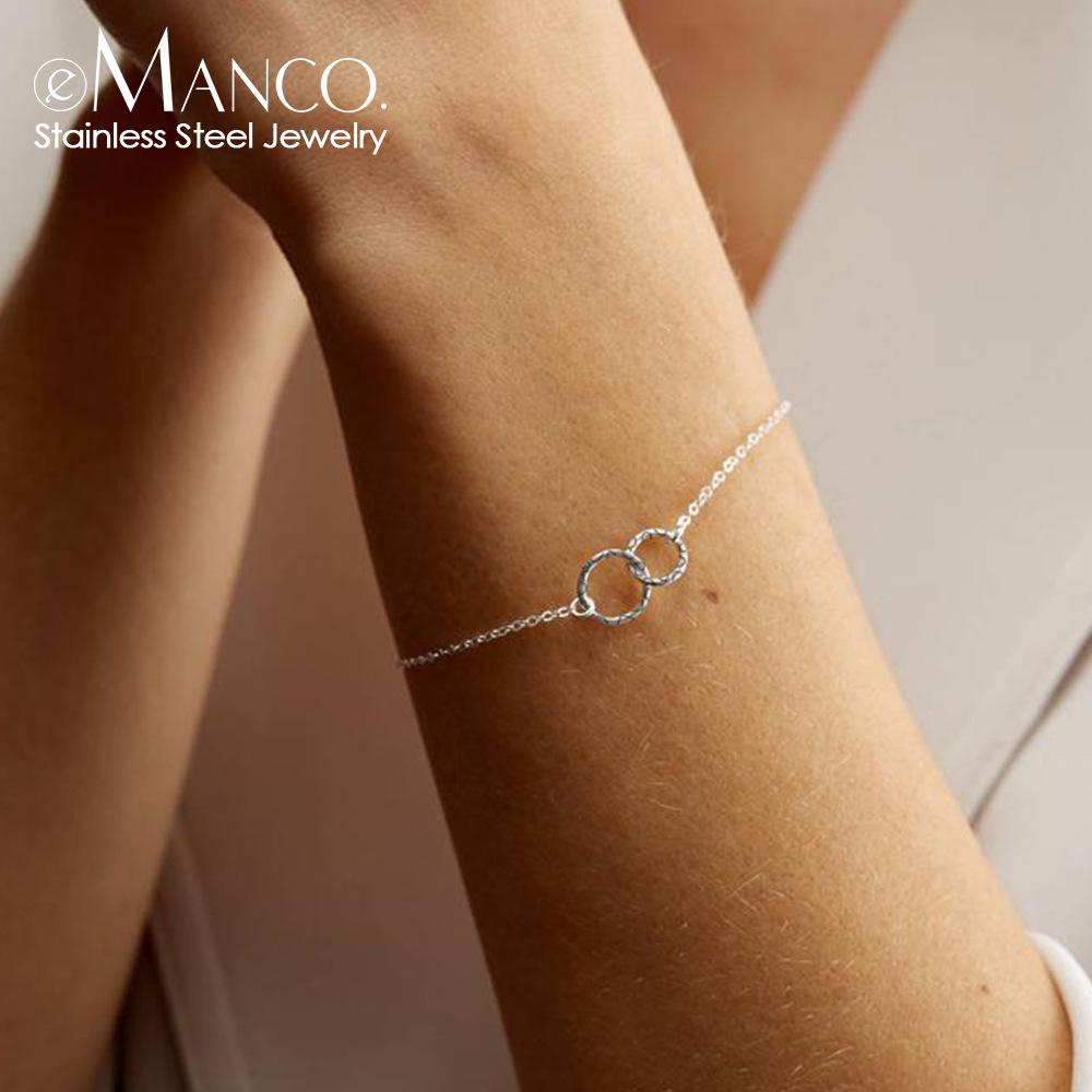 eManco Gold-Plated Stainless Steel Hollow Round Bracelet - Korean Style