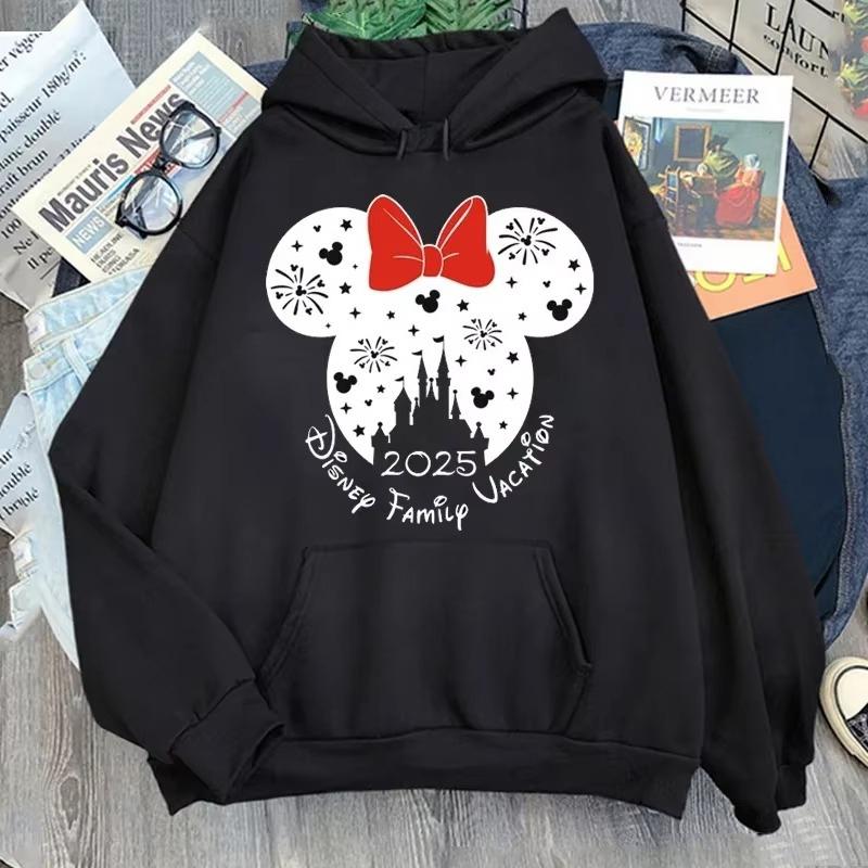 Disney 2025 Trip Printed Hoodies Fashion Female Casual Clothing Long Sleeve White Pullover Kawaii Cartoon Graphic Sweatshirt