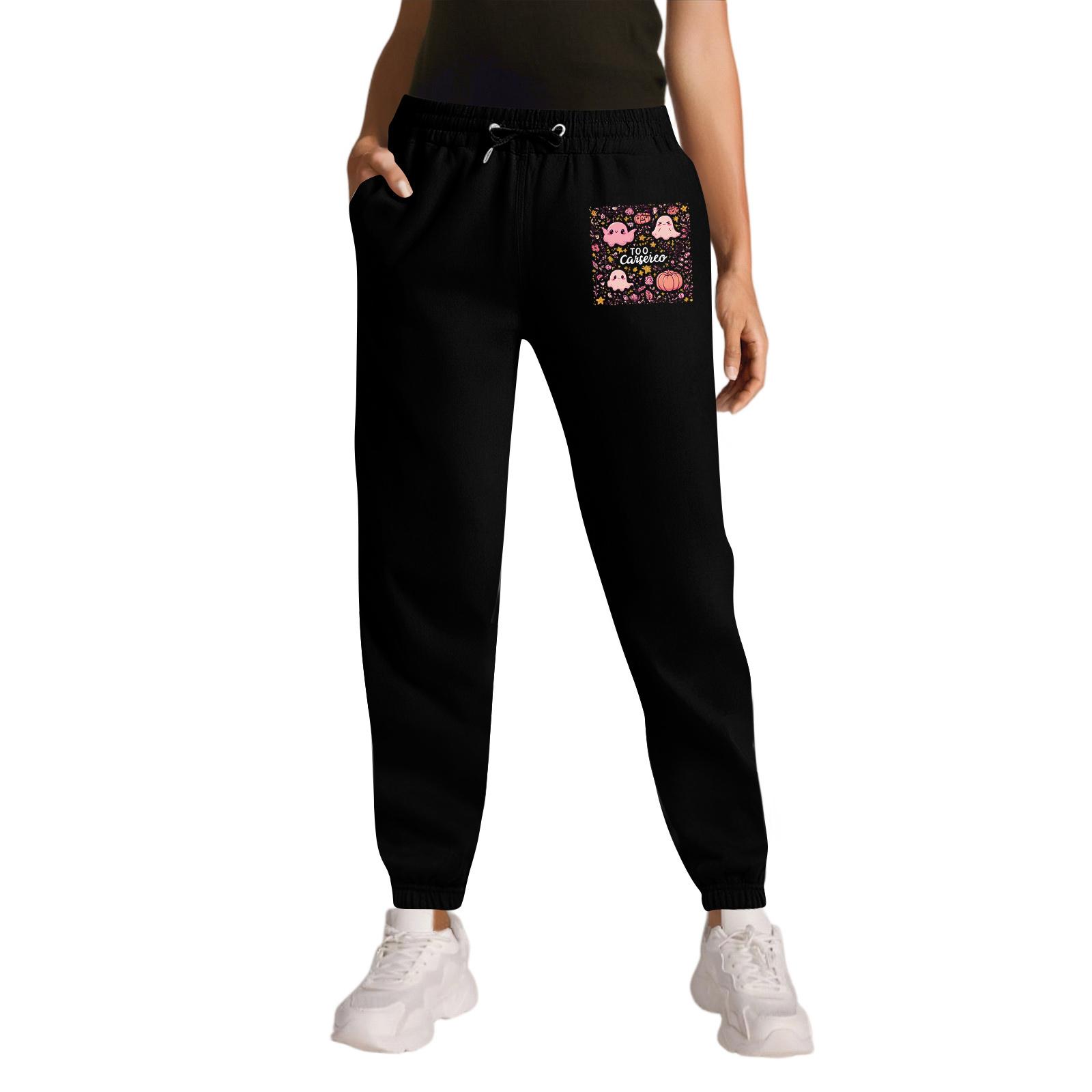 

Women s Sports Halloween Print Drawstring Pocket Casual Workwear Pants L чорний