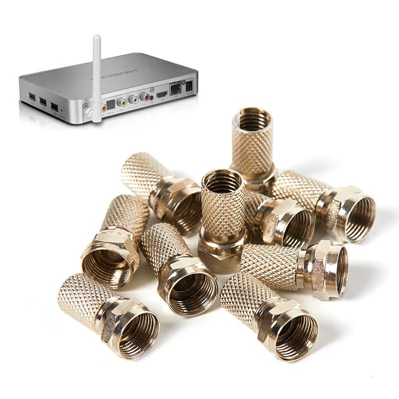 10 Pcs Metal Twist On Rg6 F Type Coaxial Cable Connector Plugs For Tv Satellite