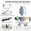 Clothes Airer Foldable Drying Rack with Wheels Large Drying Space Stainless Steel 138.5 x 63 x 208 cm