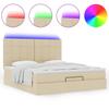 Enjoy Restful Nights with This Ottoman Bed with Mattress and LEDs In Cream Color 160x200 Cm Fabric