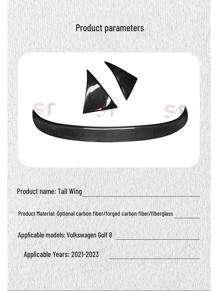 Volkswagen Golf 8 Carbon Fiber No-Drill Rear Roof Spoiler – Eighth Gen Lip Car Accessory