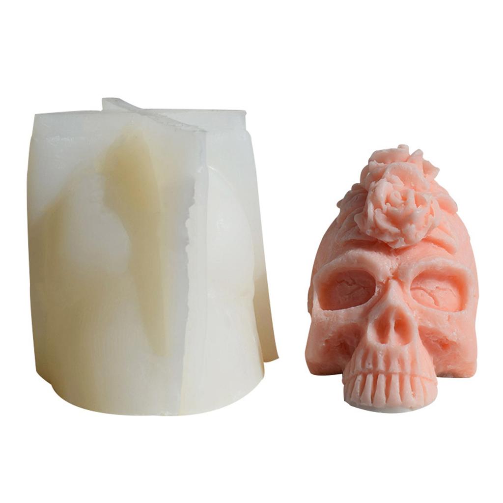 Rose Skull Head Silicone Mold DIY Crafts Project Reusable Soap Candle Plaster Chocolate Baking Tool Supplies Accessory