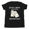 Just a Boy Who Loves Dominoes Domino Player Boardgame Youth T-Shirt