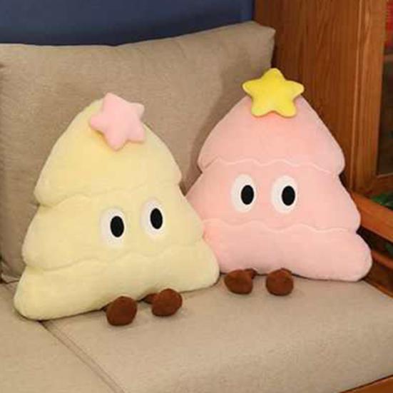 Christmas Tree Plush Pillow Cartoon Tree Shape Throw Pillow Stuffed Plushie Hugging Cushion Sofa Bedroom Living Room Decoration