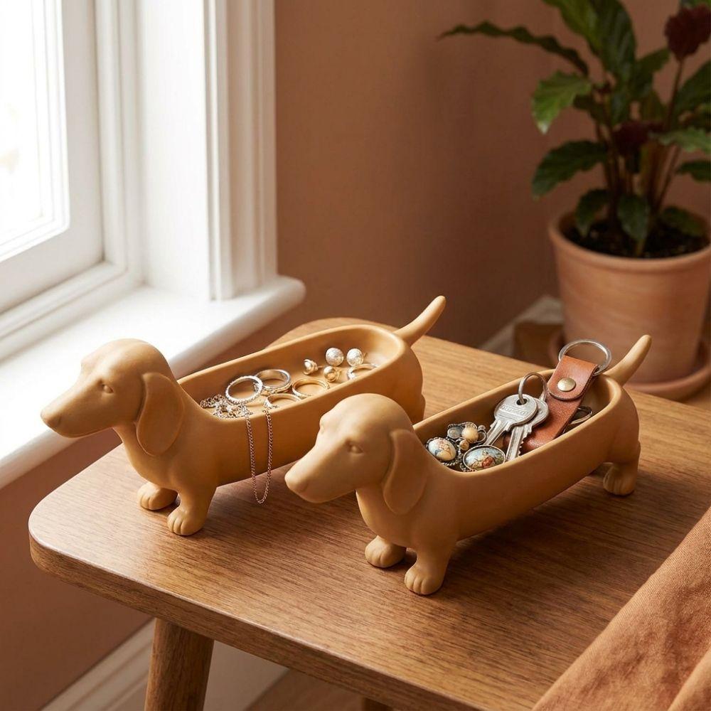 3D Printed Jewelry Catchall Dish Plastic Sausage Dog Planter Tabletop Organizer Figurine Office