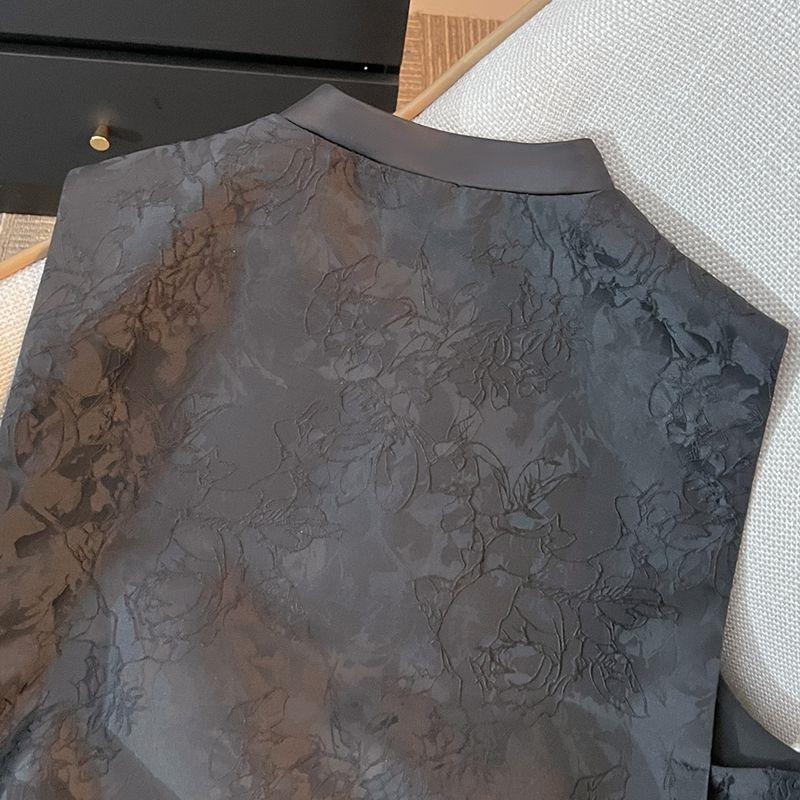 Chinese Style Vest With Closure Women's Spring Autumn Collection Standing Collar Jacquard Camisole Sleeveless Jacket