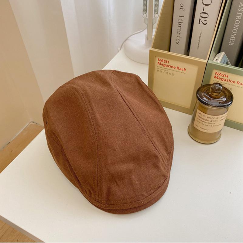 Hat Men's Trendy Solid Color Forward Hat Men's Summer Thin Spring Reverse Wearing Beret Men's British Cap Men's Painter Hat