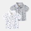 Summer Boy's Short-Sleeved T-shirt Children's Polo Shirt Pearl Cotton Polo Collar Top Baby Boy Full Print Dinosaur Clothes