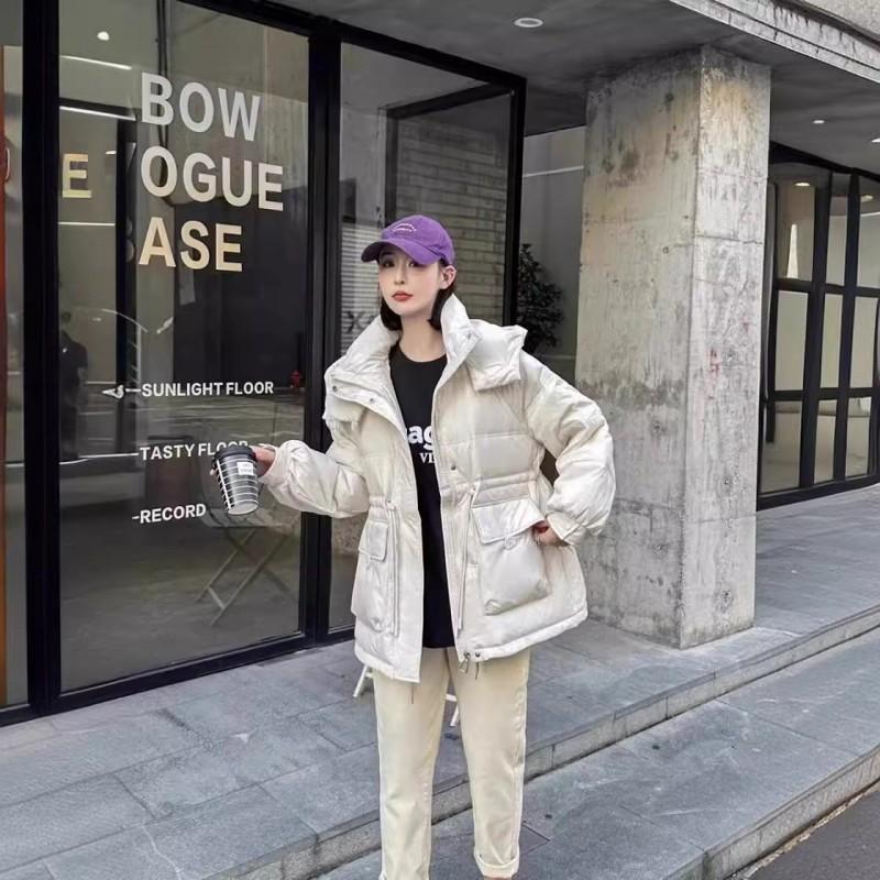 Womens Mid-Length Puffer Jacket Thick Warm Down Coat Slim Fit With Pockets Winter