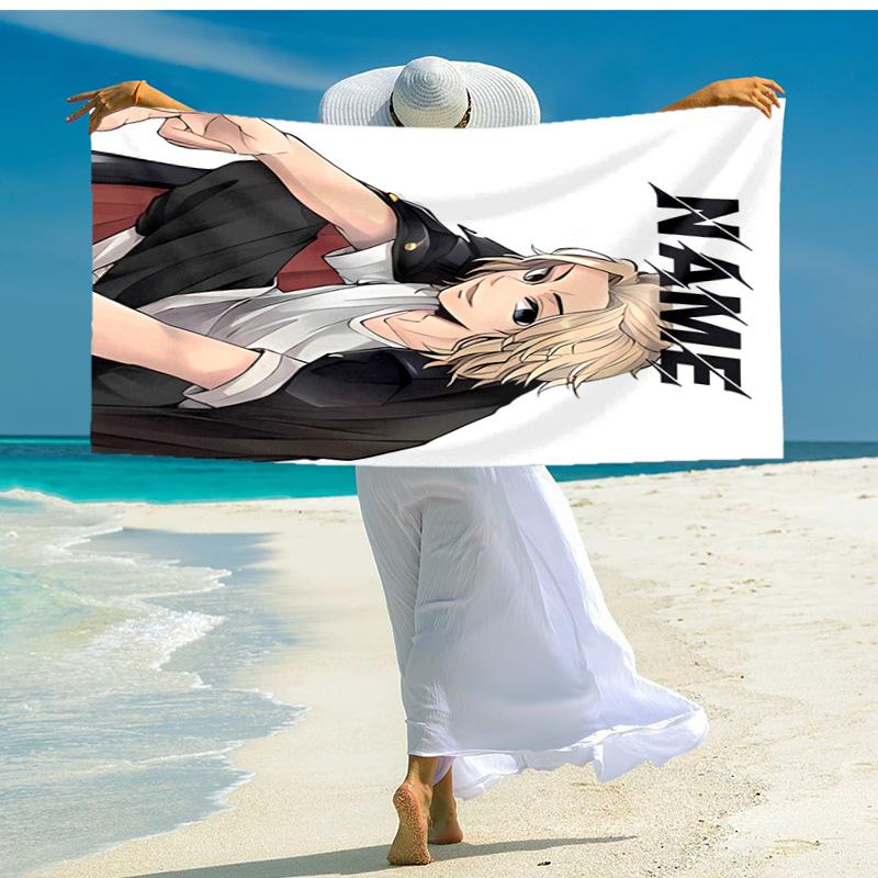 Personalized customized proof beach towel with Tokyo Revengers pattern - soft, absorbent,quick-drying,perfect swimming,camping&bathing