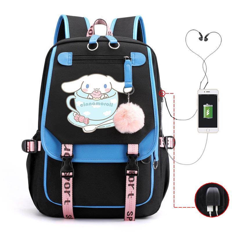 Pies z Dużymi Uszami Plecak Szkolny Męski i Damski Plecak dla Ucznia Szkoły Średniej Gimnazjum Styl College'owy Pasek do Plecaka Plecak Wielofunkcyjny USB