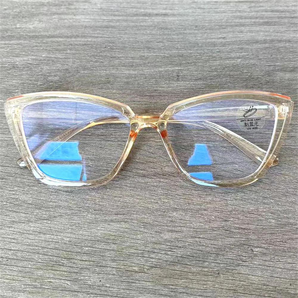 Fashion Anti-Blue Light Cat Eye Glasses Simple Frame Eyeglasses for Women and Men Ultra Light Unisex Transparent Eyewear