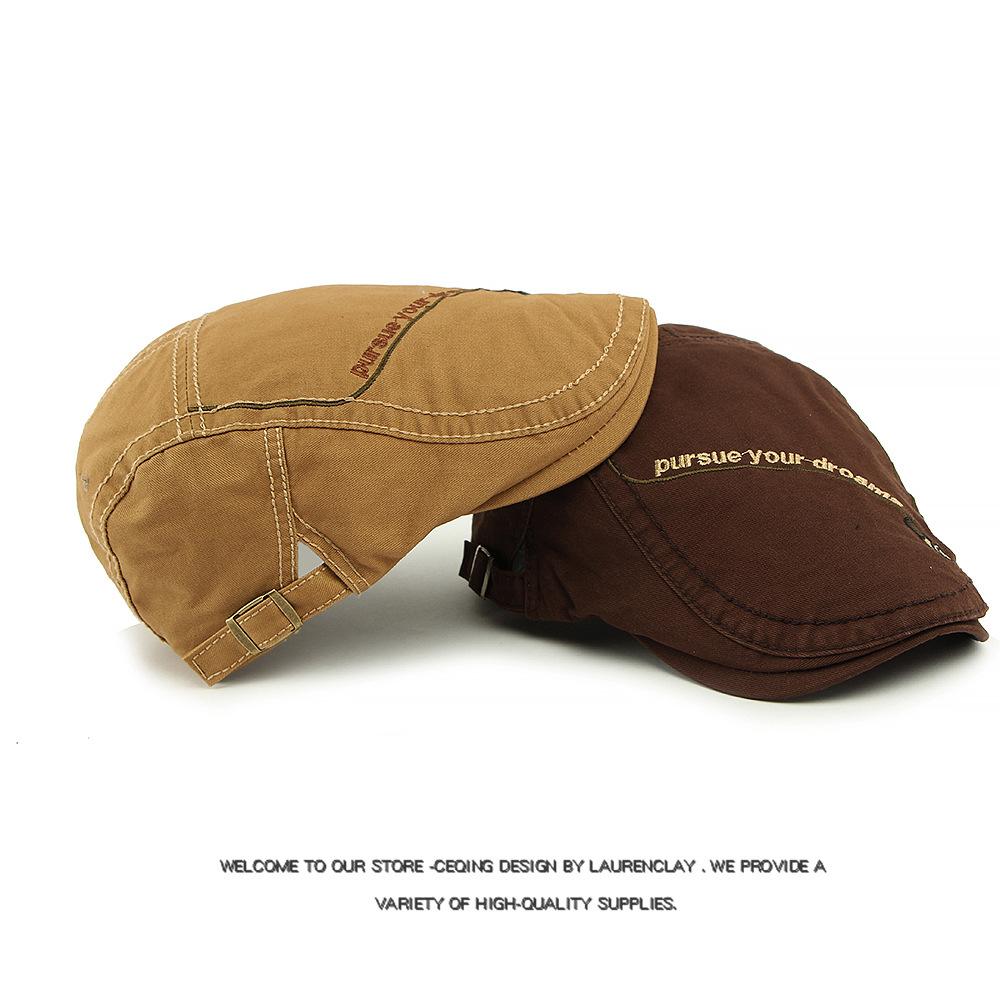 Spring Summer Hat Embroidered Letter Beret Men's British Vintage Forward Cap
