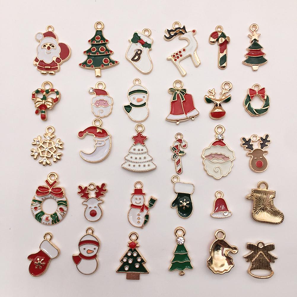 30PCS Christmas DIY Gold Plated Enamel Charm for Making Jewelry Necklaces Bracelets Earrings