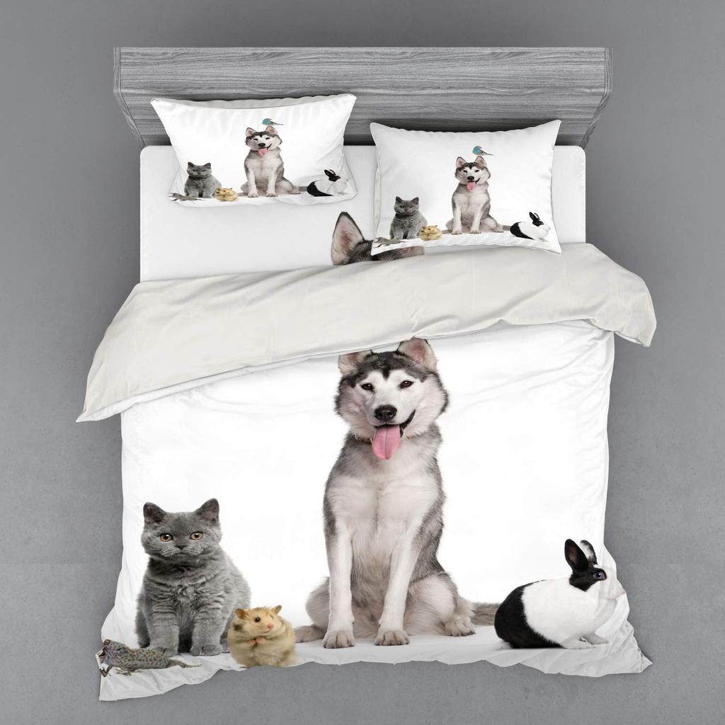 Group Of Dogs Duvet Cover Sets For Kids Teens Boys Girls Lightweight Bedspread Cover Room Decor Family Type Species Bedding Set