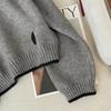 3D Polka Dot Embroidery Women's Knitted Sweater Korean Casual Lady Clothing Autumn Winter Round Neck Long Sleeved Top