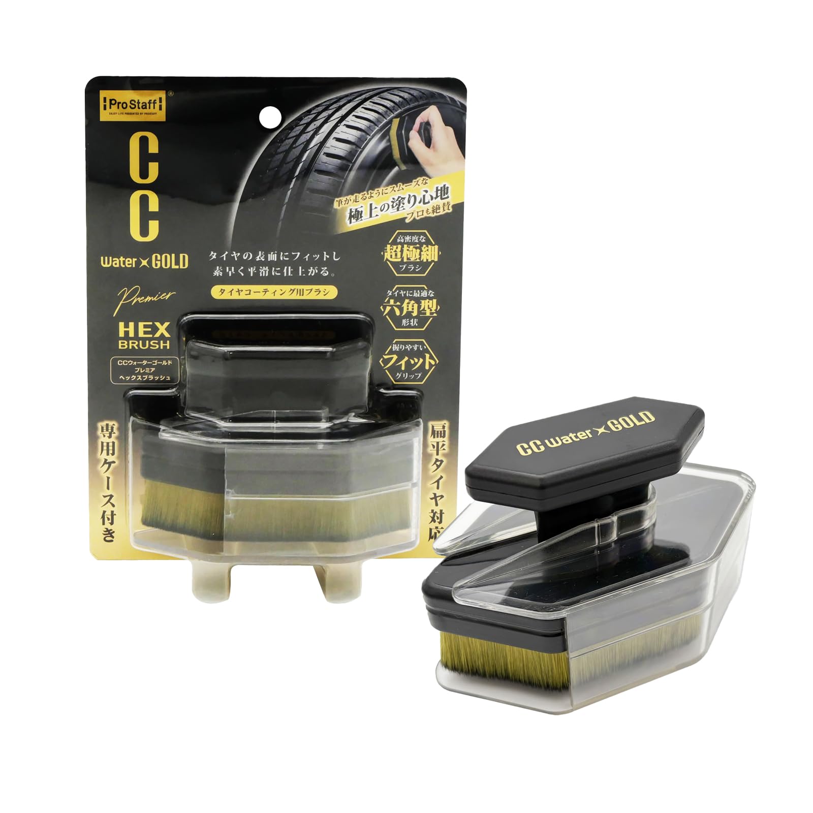 

Prostaff Средства для мойки автомобиля Щетка для покрытия шин CC Water Gold Premier Шестигранная щетка Сверхтонкая щетка Шестигранная форма Удобная рукоятка