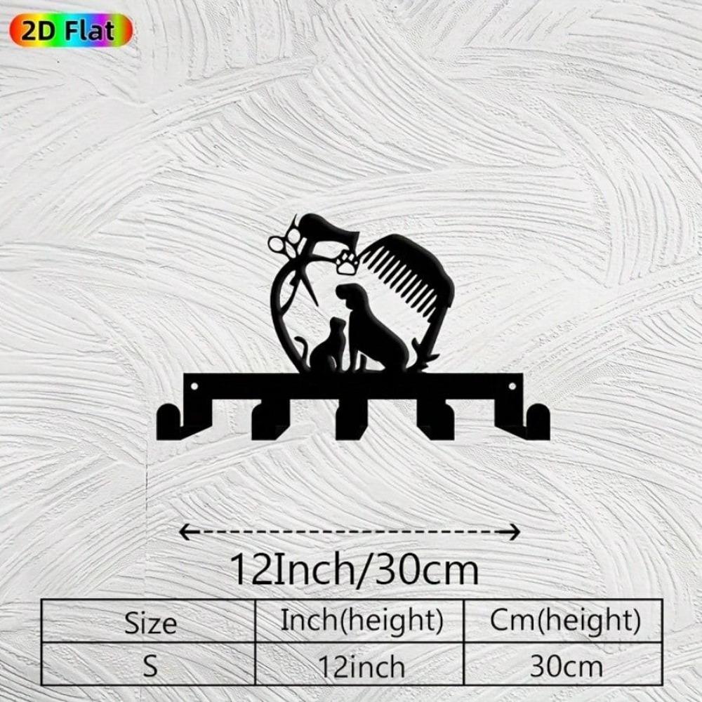 

Handmade Dog Key Holder Wall Art Metal Key Rack with 5 Hooks 19x30