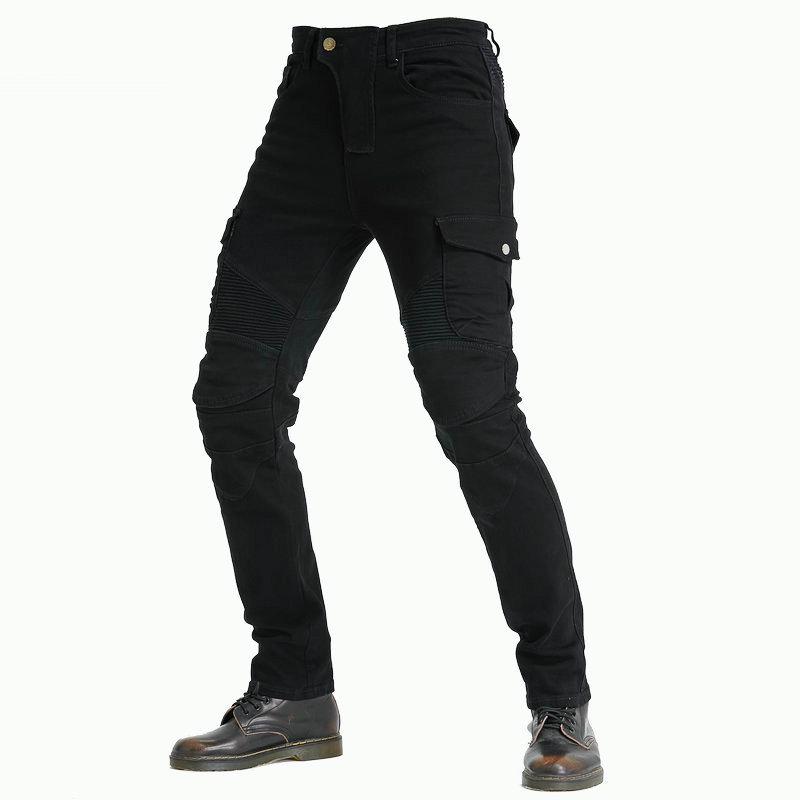 New Product Motorcycle Jeans Men's Winter Fleece Cycling Pants Multi-Bag Motorcycle Cargo Pants Silicone Protector