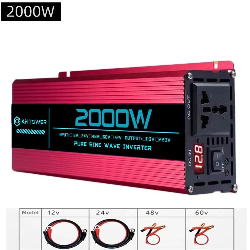 Pure Sine Wave Inverter DC 12v/24v/48v/60v/72v To AC 110v/220v 6000W 5000W 4000W 3000W 1600W Converter Car Solar Power Inverter