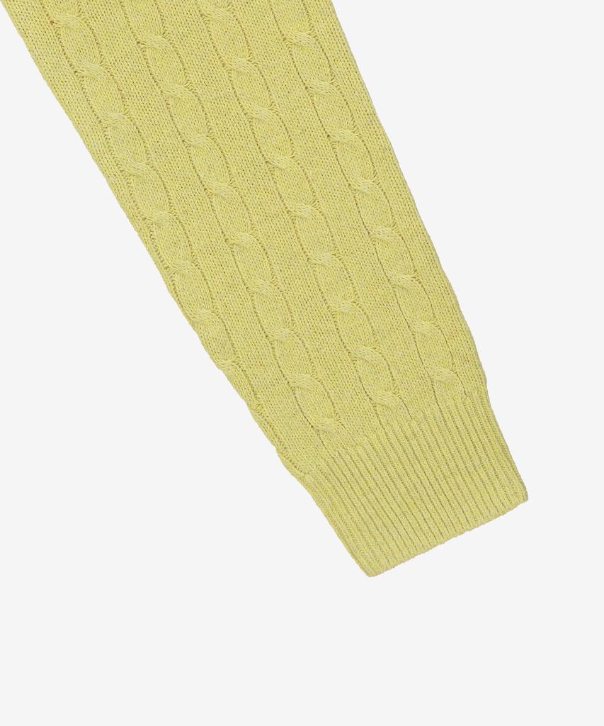 BASIC HOUSE Women'S Cable Round Neck Crop Knit Lemon Yellow Lykt7201