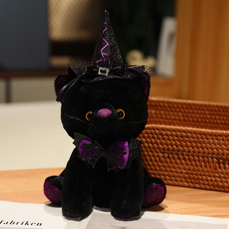 Halloween Magical Black Cat Plush Toy Party Decor Childrens Soft Doll Gift Cat