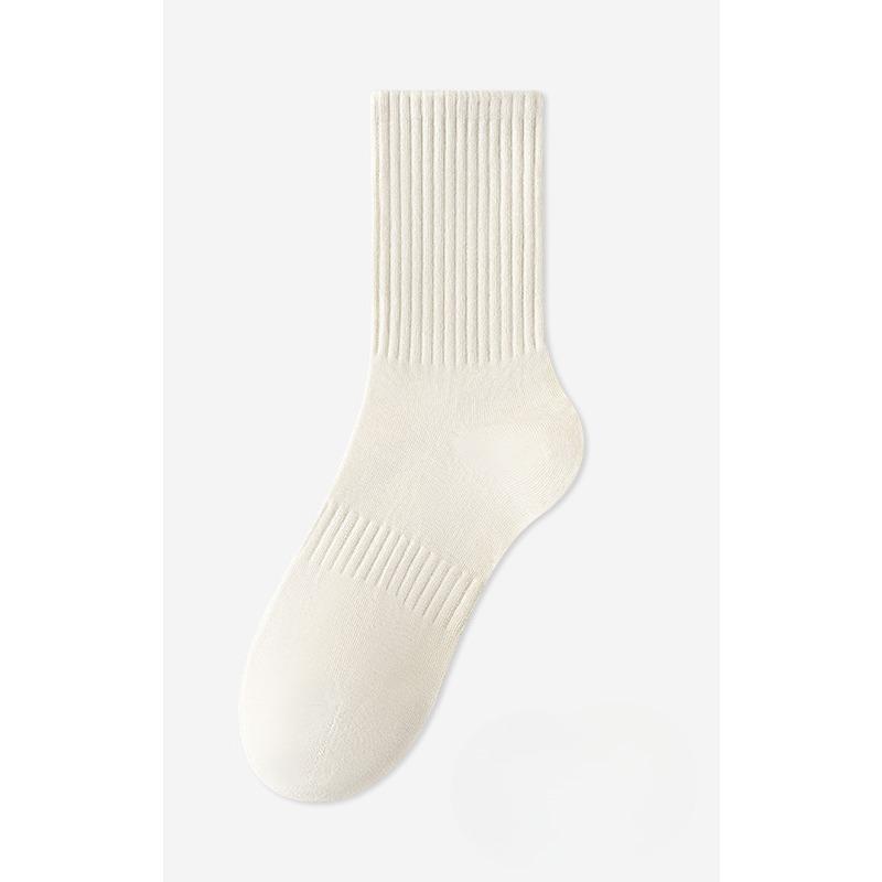 Men's Mid-leg Socks, Sweat-absorbing, Breathable, Solid Color, Simple and Versatile Sports Socks, Business Socks