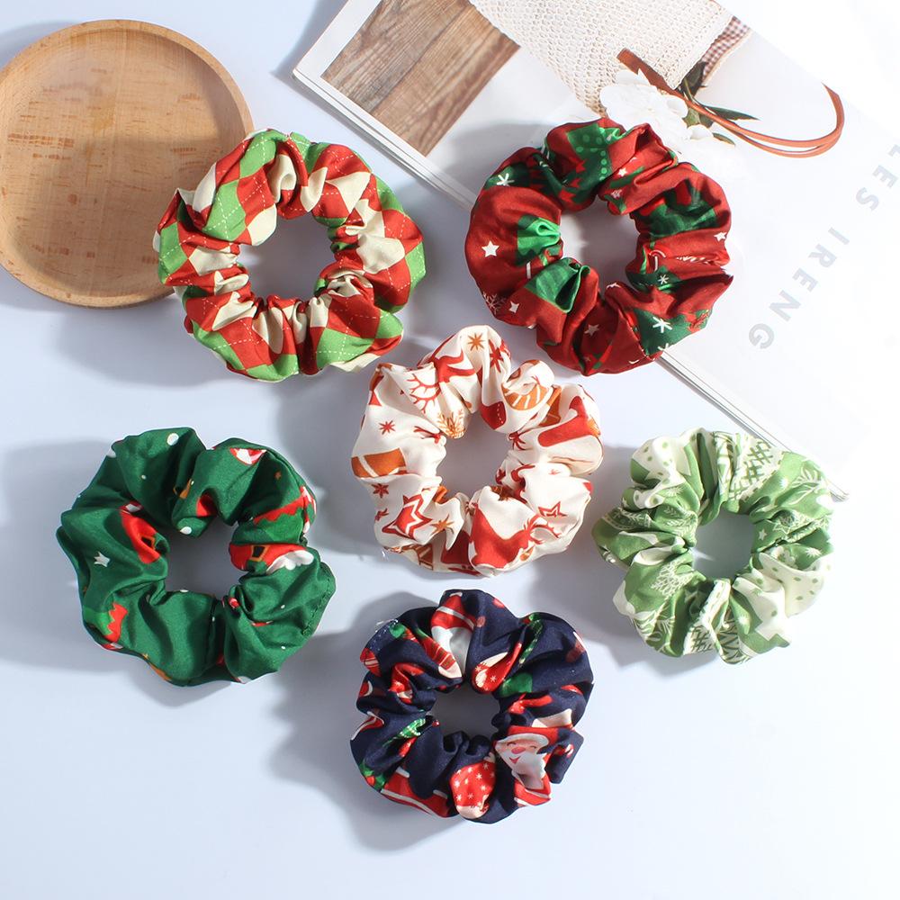 New Christmas Scrunchie Hair Tie Fabric Hair Tie for Women Elastic Band Hair Accessory